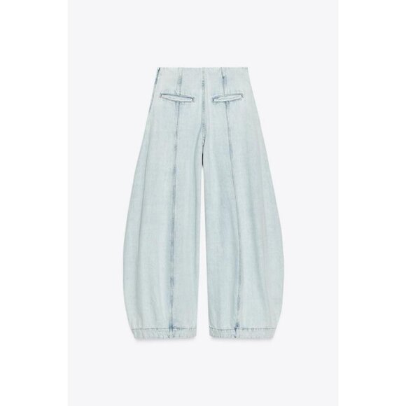 ZARA JEANS ZW COLLECTION HIGH-WAIST BALLOON - Picture 7 of 8